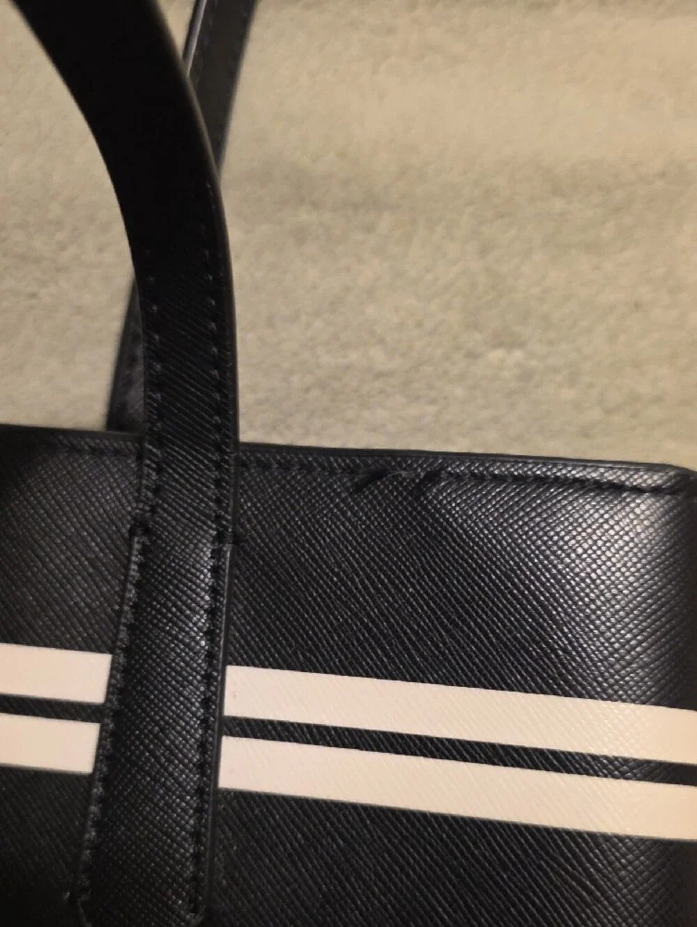 kate spade Black and White Striped Leather Tote